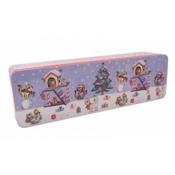 Embossed Cats Christmas Party Tin 200g 9bl NIEUW