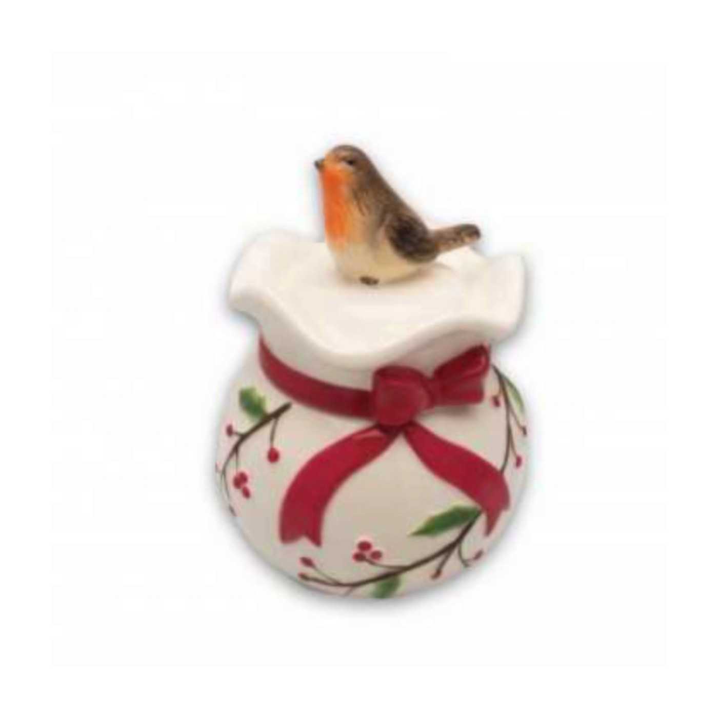 Ceramic Robin and Berries with a Bow Jar 150g 6st