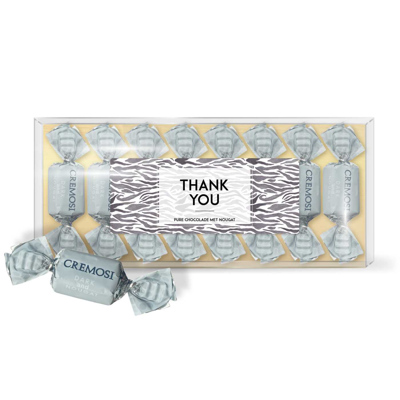 "Thank you" Pure chocolade nougat blister (zilver 10st)