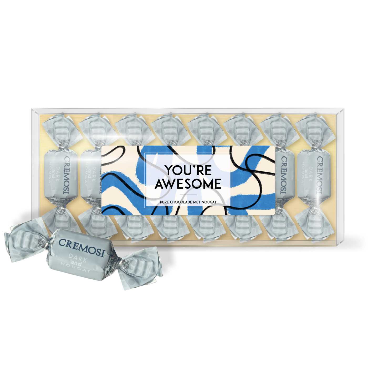 "You're Awesome" Pure chocolade nougat blister (zilver) 10st