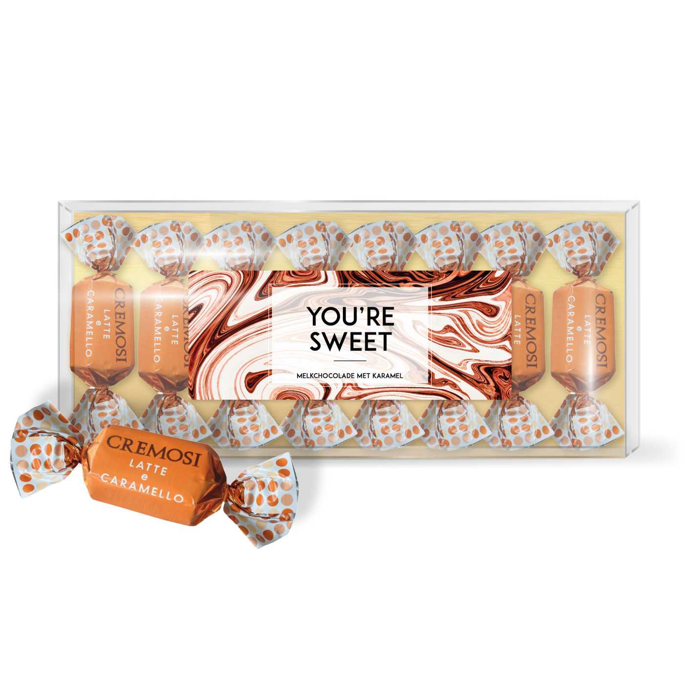 "You're Sweet" Melkchocolade karamel blister (brons) 10st
