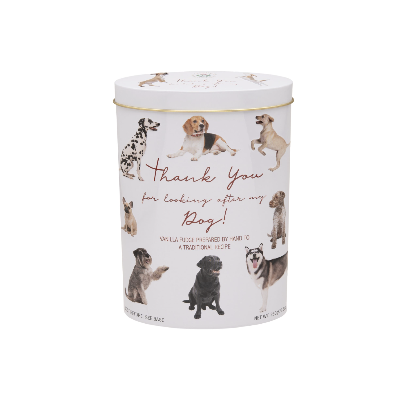 Thank You DOG Vanilla Fudge Tin 250gr 12bl afbeelding | Lambertz & Visser 