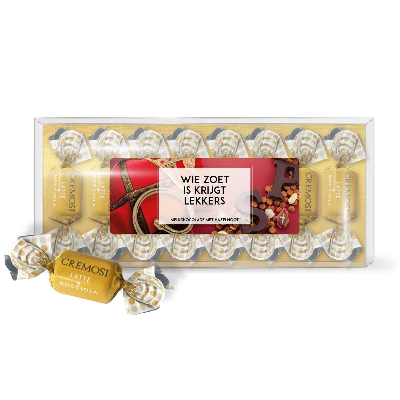 Wensbonbons SINT hazelnoot chocolade blister 10st afbeelding | Lambertz & Visser 