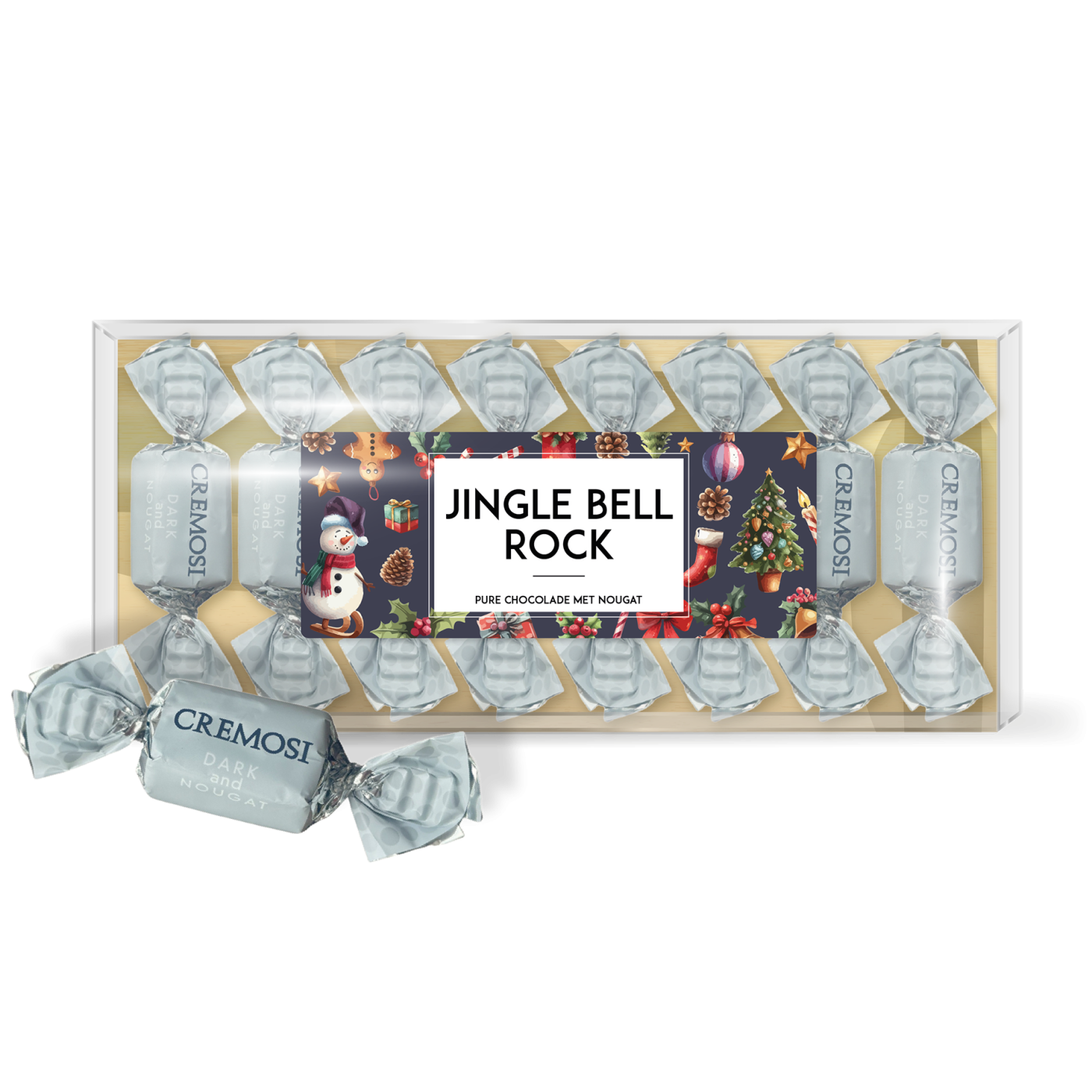 Jingle Bell Rock puur chocolade nougat blister 10st