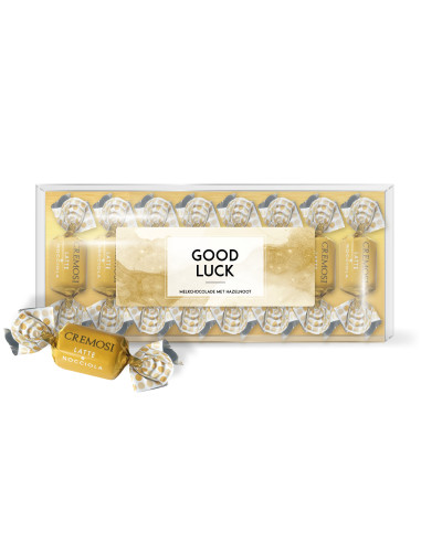 "Good Luck" Melkchocolade hazelnoot blister (goud 10st)